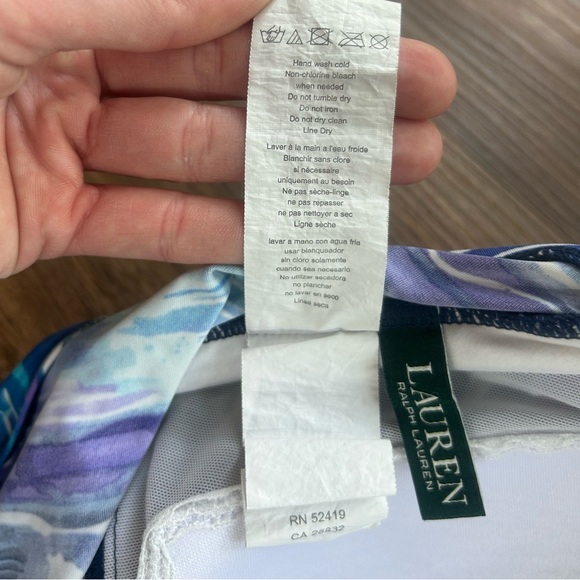 LAUREN RALPH LAUREN Blue Abstract Tankini Two Piece Swimsuit | Size XL 14 / 16 - Picture 7 of 15